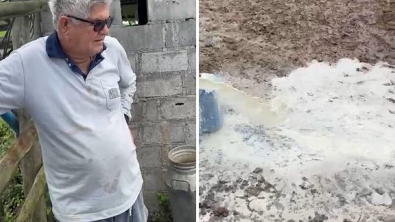 Guaratinga: Fazendeiro prefere jogar 2.500 litros de leite fora, do que doar para funcionários e vizinhos, para queimar prefeito Gandhi após chuvas fortes