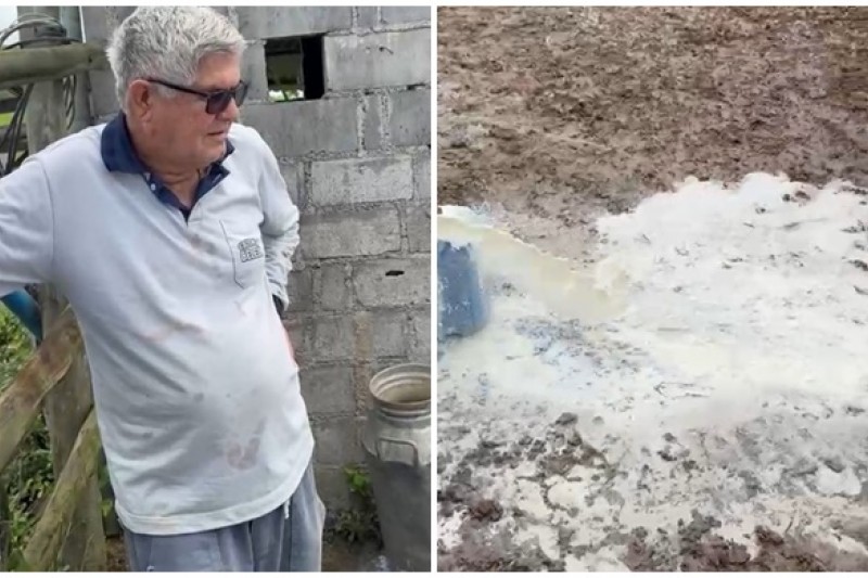Guaratinga: Fazendeiro prefere jogar 2.500 litros de leite fora, do que doar para funcionários e vizinhos, para queimar prefeito Gandhi após chuvas fortes